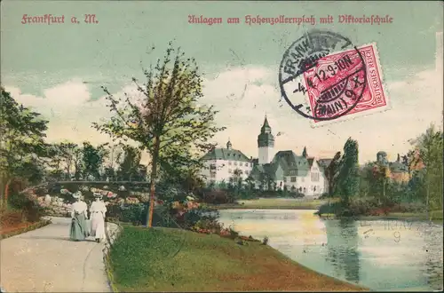 Ansichtskarte Westend-Frankfurt am Main Hohenzollernplatz Viktoriaschule 1912