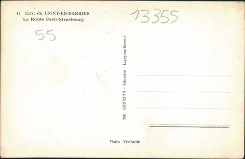 CPA Ligny-en-Barrois Route de Paris Strasbourg Auto 1928