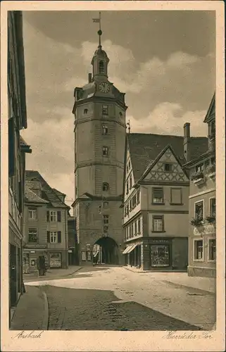 Ansichtskarte Ansbach Straßenpartie Herrieder Tor Geschäfte 1927