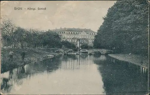 Ansichtskarte Brühl Kgl Schloß Brücke 1912