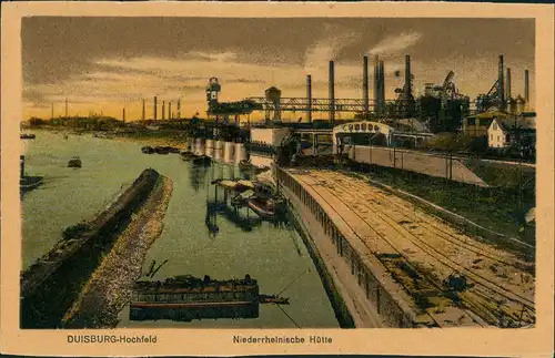 Ruhrort-Duisburg Hafen Rhein Partie a.d. Niederrheinischen Hütte, Fabrik 1910