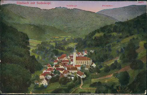 Rimbach-Zell (b. Gebweiler) Dorf   Blick auf Sudelkopf, Firstacker 1910
