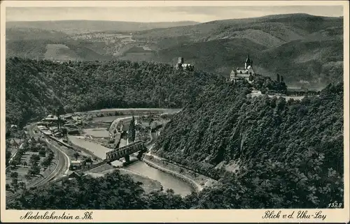 Niederlahnstein-Lahnstein Panorama-Ansicht Blick v.d. Uhu-Lay 1930