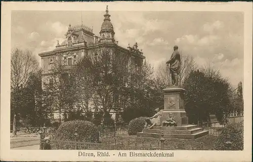Ansichtskarte Düren Am Bismarck Denkmal Stadthaus 1919