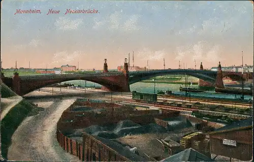 Mannheim Fabrik-Gelände a.d. Neue Neckarbrücke Neckar-Brücke 1919