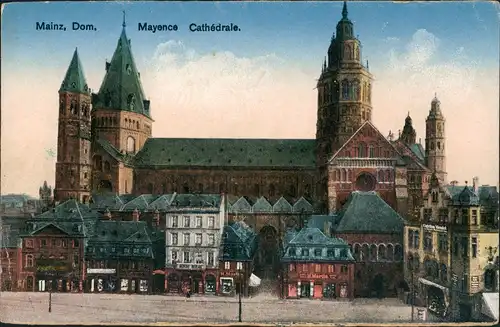 Ansichtskarte Mainz Dom und Domplatz Cathédrale Mayence 1928