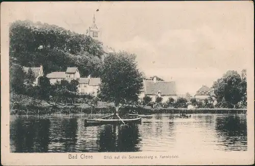 Kleve Schwanenburg v. Kermisdahl, Ruderboot auf Teich-Anlage 1918