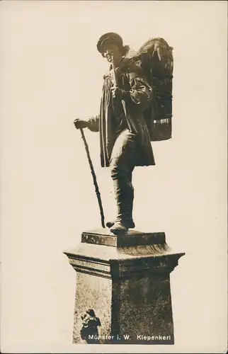 Ansichtskarte Münster (Westfalen) Kiepenkerl - Denkmal Monument Statue 1930