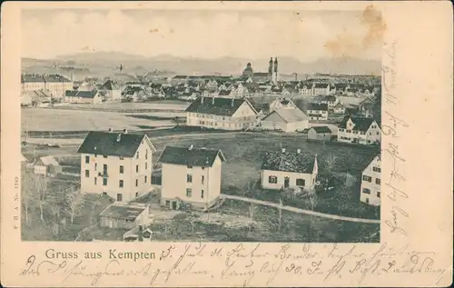 Ansichtskarte Kempten (Allgäu) Teilansicht mit Wohnhäusern 1901