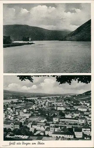 Bingen am Rhein Mehrbild-AK mit Stadt Panorama und Rhein Ansicht 1930