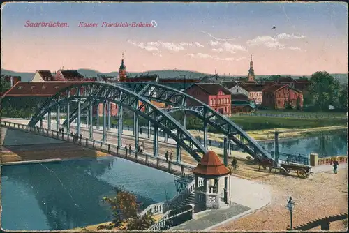 Saarbrücken Kaiser-Friedrich-Brücke, Kutsche, Brückenkopf 1916