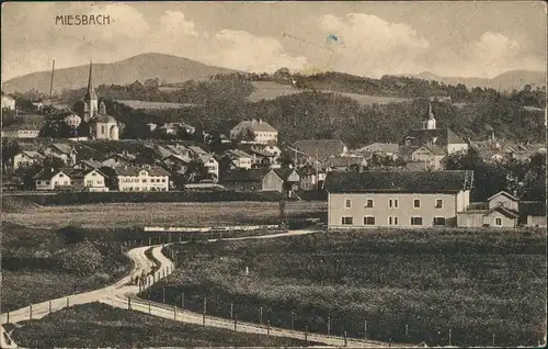 Ansichtskarte Miesbach Panorama-Ansicht Fernansicht mit Straße 1917