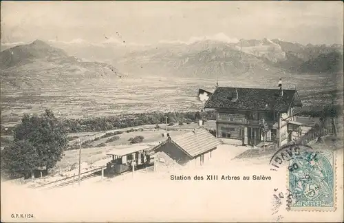 Salève Station des XIII Arbres aus Salève Bergbahn Station 1900