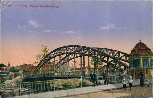 Ansichtskarte Saarbrücken Fluss Partie a.d. Kaiser-Friedrich-Brücke 1910