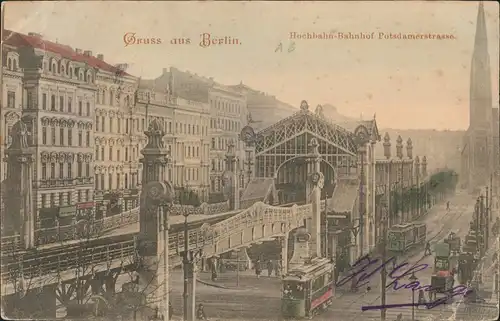 Ansichtskarte Berlin Hochbahn Bahnhof Haltestelle Potsdamerstraße 1902