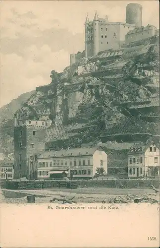 St. Goarshausen Burg Katz Rhein Ufer mit Stadt Hotel Restaurant 1900/1904