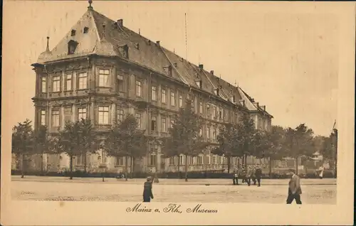 Ansichtskarte Mainz belebte Strassen Partie am Museum 1910