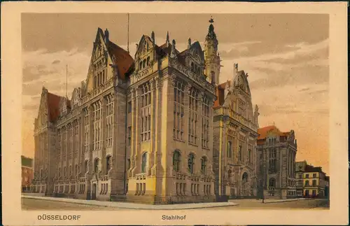 Ansichtskarte Düsseldorf Straßen Partie am Stahlhof 1920