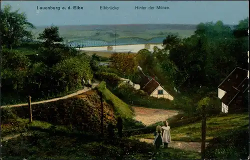 Ansichtskarte Lauenburg (Elbe) Weg, Elbrücke Hinter der Münze 1914