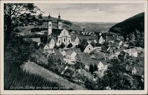 Ansichtskarte Zwiefalten Blick auf die Stadt 1938