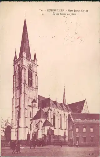 Ansichtskarte Euskirchen Straßenpartie Herz Jesu Kirche 1927