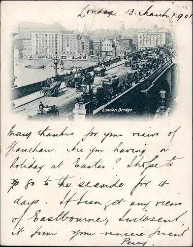 Postcard London London Bridge - belebt 1901