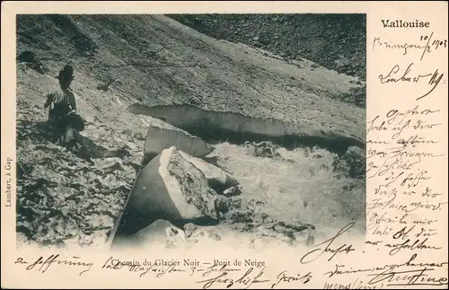 CPA Vallouise Gletscher - Glacier Chemin du Noir Bergsteiger 1903
