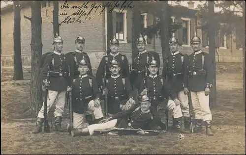 Äußere Neustadt-Dresden Kaserne Soldaten mit Pickelhaube Sachsen 1908 Privatfoto