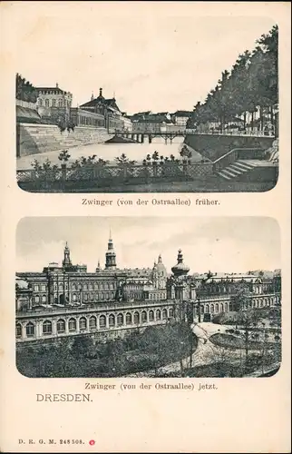 Innere Altstadt-Dresden Ostra-Allee und Zwinger Einst und Jetzt 1911