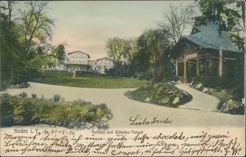 Ansichtskarte Bad Soden (Taunus) Kurhaus und Wilhelms Tempel 1904