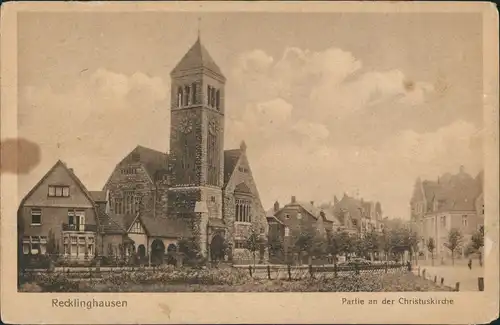 Ansichtskarte Recklinghausen Partie an der Christuskirche 1923