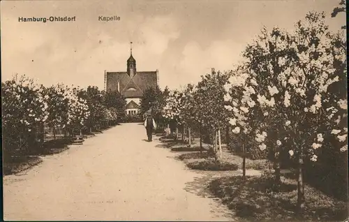 Ansichtskarte Ohlsdorf-Hamburg Kapelle - Baumblüte 1925