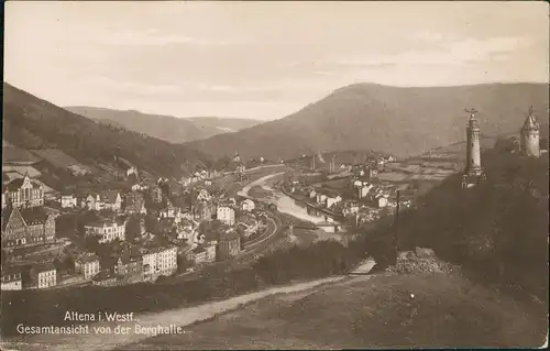 Ansichtskarte Altena Gesamtansicht von der Berghalle 1928