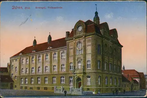 Düren Partie a.d. Evangelischen Volksschule Schule Schulgebäude 1923