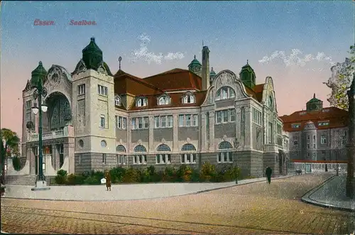 Ansichtskarte Essen (Ruhr) Straßen-Ansicht Partie am Saalbau 1927