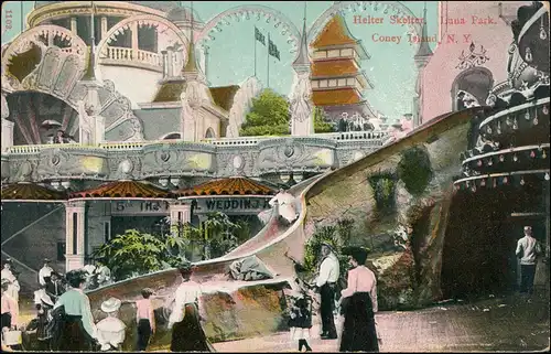 Postcard Brooklyn Coney Island Helter Skelter Luna Park 1911