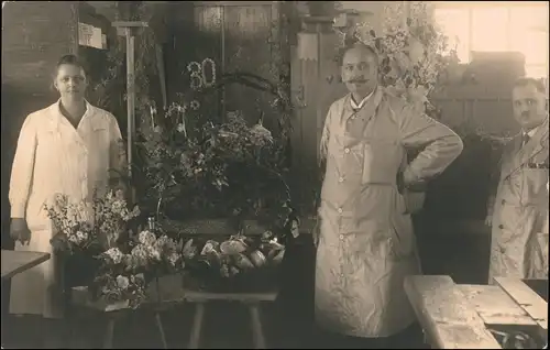Postcard Breslau Wrocław Gärtnerei Florist Gesteck 1929