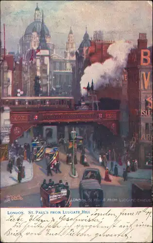 City of London-London St. Paul’s Cathedral from Ludgate Hill 1909