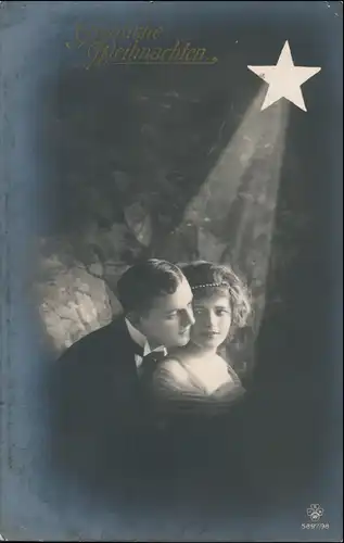 Ansichtskarte  Neujahr/Sylvester Fotokunst Stern Schein Liebespaar 1915