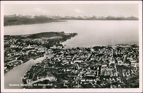 Ansichtskarte Konstanz Luftbild mit Rheinausfluss 1952