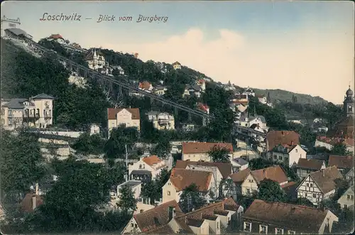 Ansichtskarte Loschwitz-Dresden Burgberg - Schwebebahn 1908