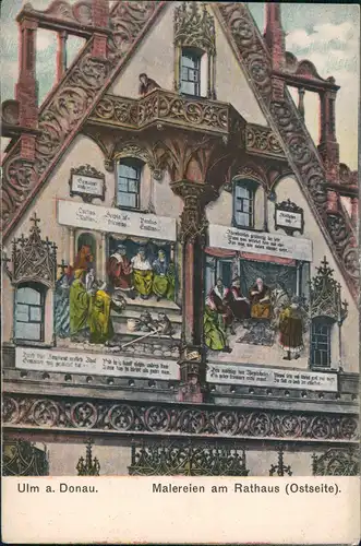 Ansichtskarte Ulm a. d. Donau Rathaus - Malereien Ostseite 1909