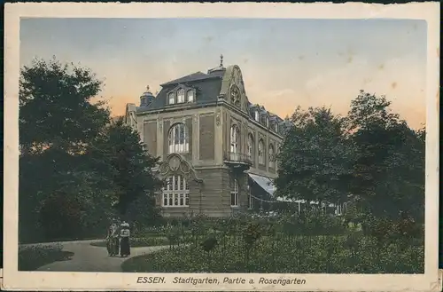 Ansichtskarte Südviertel-Essen (Ruhr) Stadtgarten - Rosengarten - Haus 1922