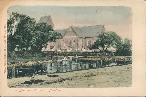 Nieblum (Nordseebad) Niblum / Njiblem St.Johanniskirche - Teich 1908