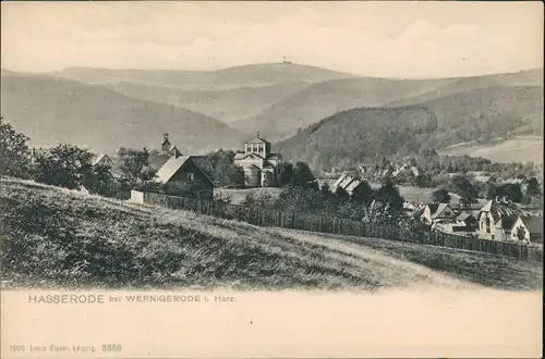 Ansichtskarte Hasserode-Wernigerode Partie an der Stadt 1907