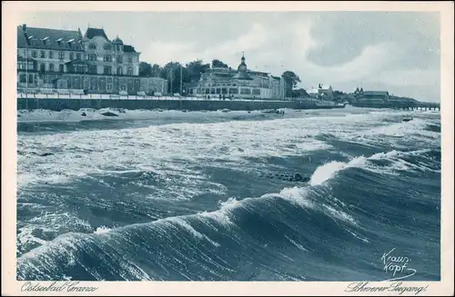 Cranz Selenogradsk (Зеленоградск) Strand Corso schwerer Seegang 1922