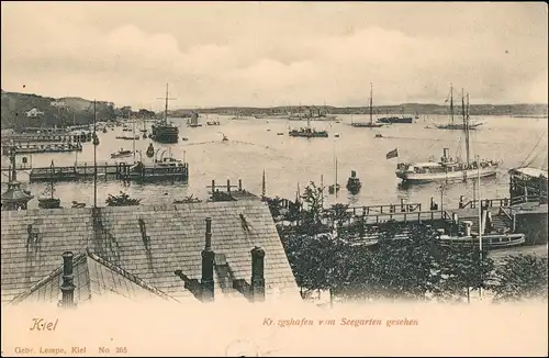 Ansichtskarte Kiel Blick vom Seegarten auf den Kriegshafen 1906