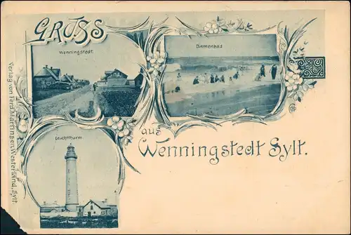Wenningstedt-Braderup Straße, Damenbad, Leuchtturm - 3 Bild 1900