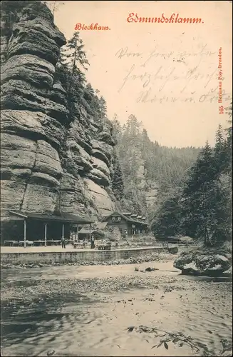 Postcard Jonsdorf (CZ) Janov Edmundsklamm - Blockhaus 1901