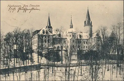 Ansichtskarte Neuhausen (Erzgebirge) Schloss im Winter 1914/1924